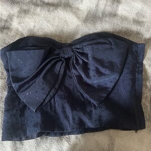 Hutch Navy Blue Bow Strapless Top size M